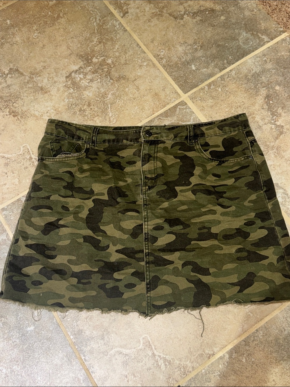Mud Pie Camo Mini Skirt in Olive and Dark Green